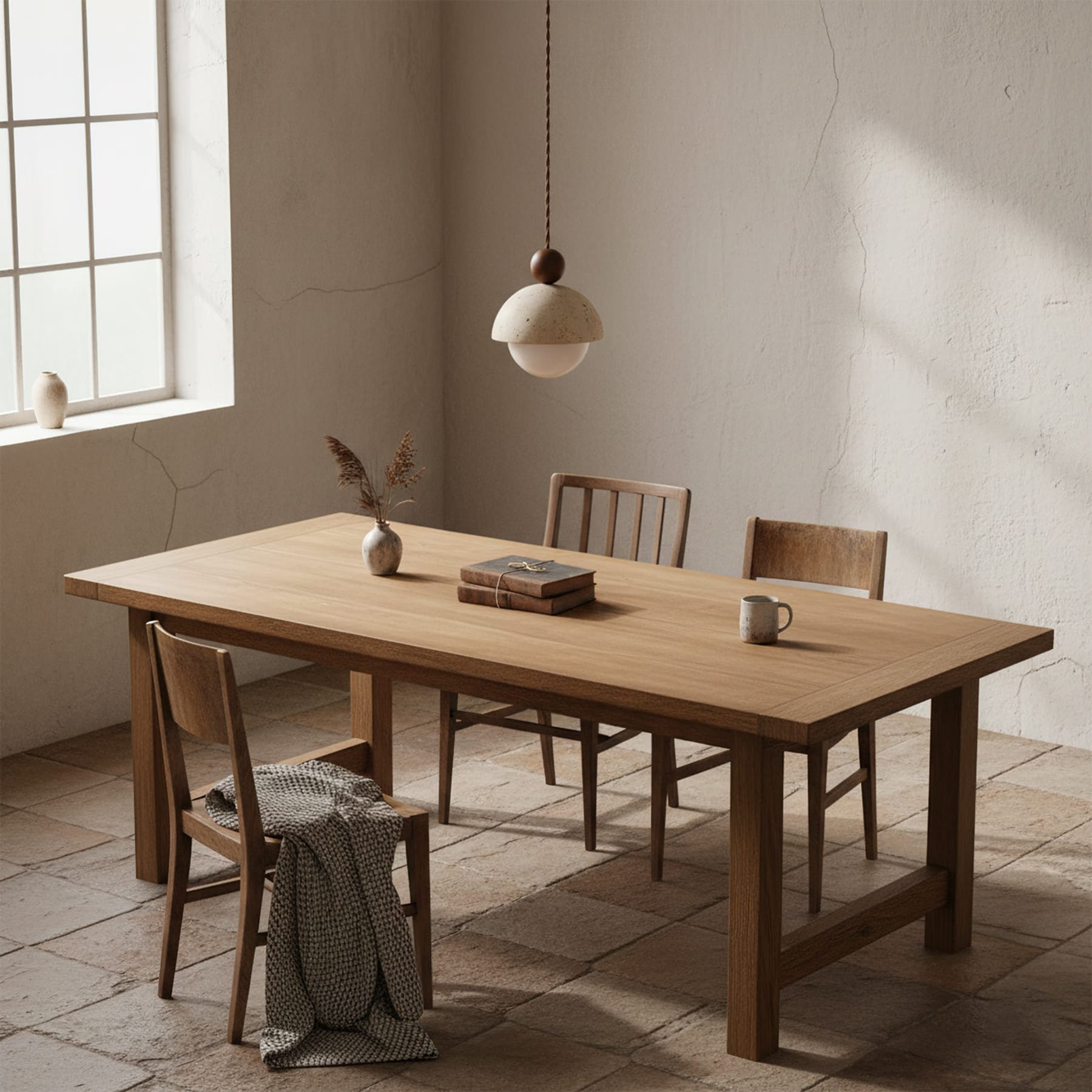 Contemporary Travertine Stone Pendant Light With Dimmable Glow — Ashbury Home & Living