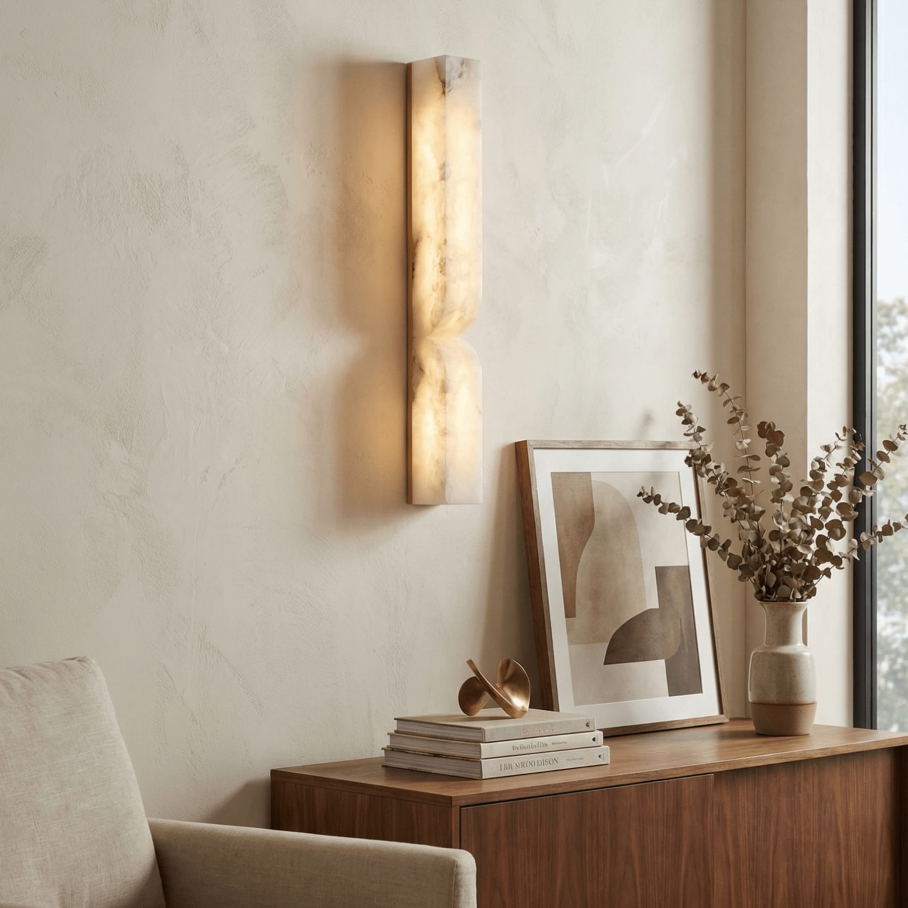 Modern Marble Wall Light With Warm LED Glow for Living Room — Ashbury Home & Living