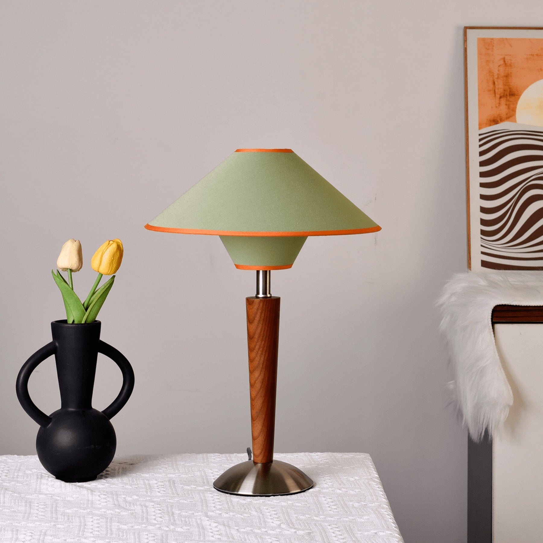 Modern Wood Table Lamp With Fabric Shade for Living Room — Ashbury Home & Living