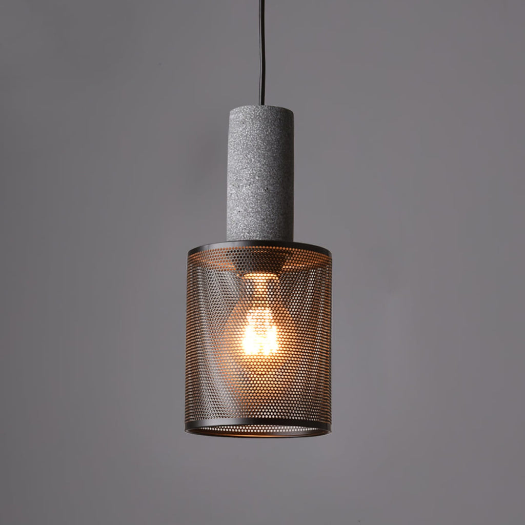 Industrial Concrete Pendant Light With Warm LED Glow in Model C ∅ 4.7″ x H 10.2″ / Dia 12cm x H 26cm — Ashbury Home & Living