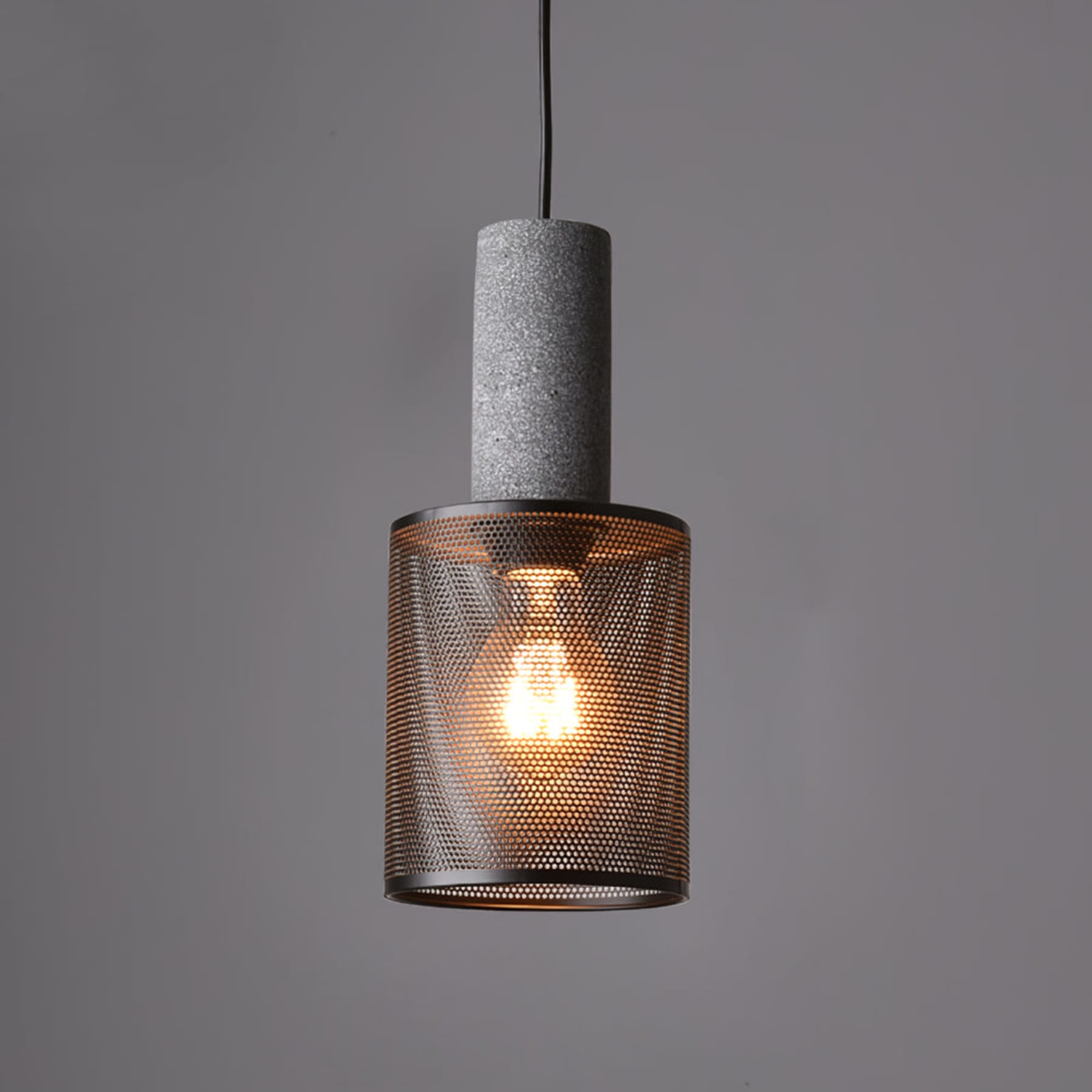 Industrial Concrete Pendant Light With Warm LED Glow in Model C ∅ 4.7″ x H 10.2″ / Dia 12cm x H 26cm — Ashbury Home & Living