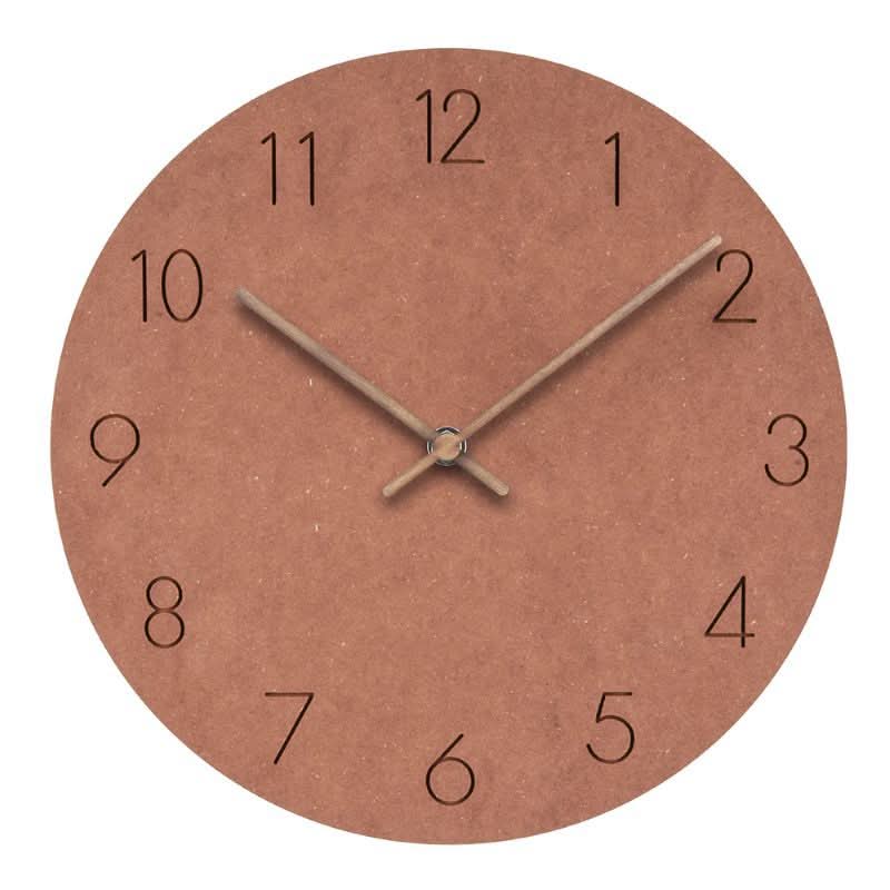 Silent Wall Clock Nordic Minimalist Non-Ticking MDF Wall Clock with Walnut Wood Hands Modern Round Clock for Living Room, Kitchen and Office
