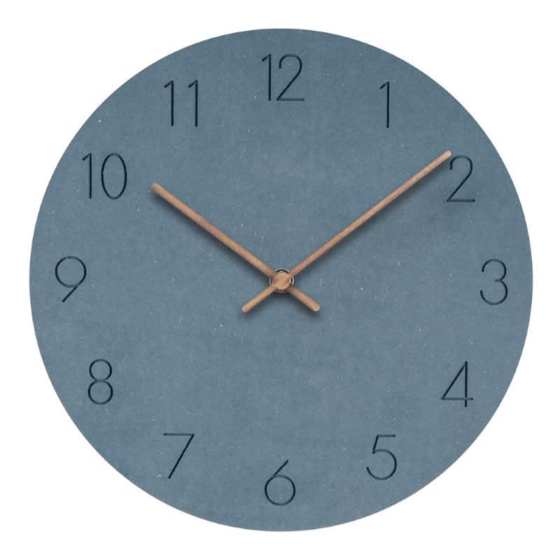 Silent Wall Clock Nordic Minimalist Non-Ticking MDF Wall Clock with Walnut Wood Hands Modern Round Clock for Living Room, Kitchen and Office