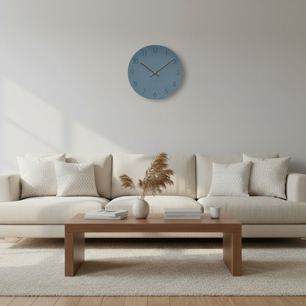 Silent Wall Clock Nordic Minimalist Non-Ticking MDF Wall Clock with Walnut Wood Hands Modern Round Clock for Living Room, Kitchen and Office