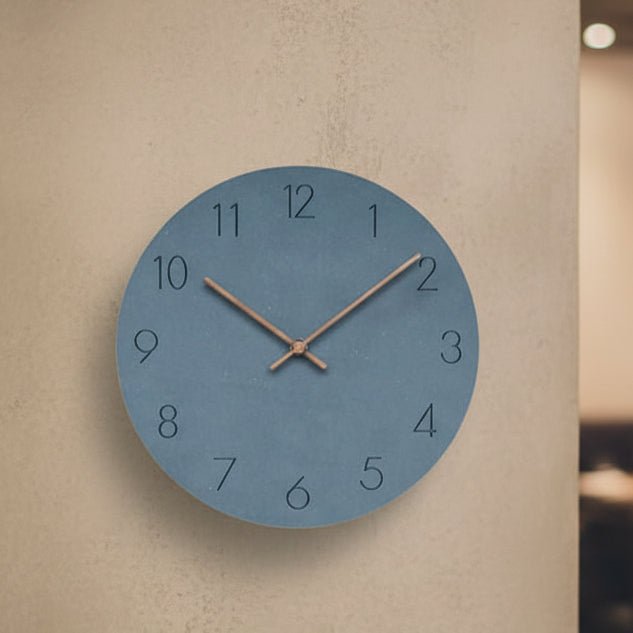 Silent Wall Clock Nordic Minimalist Non-Ticking MDF Wall Clock with Walnut Wood Hands Modern Round Clock for Living Room, Kitchen and Office