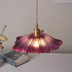 Retro Glass Pendant Light with Fluted Shade