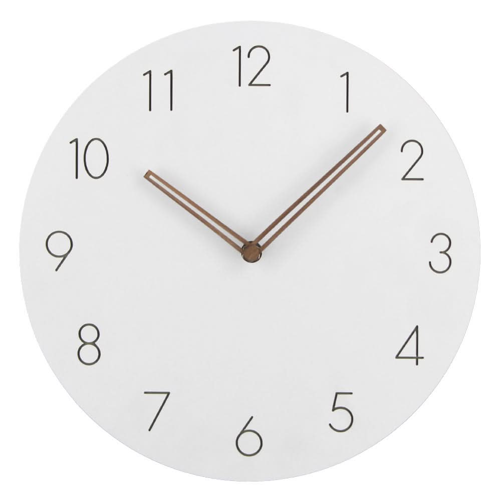 Silent Wall Clock Nordic Minimalist Non-Ticking MDF Wall Clock with Walnut Wood Hands Modern Round Clock for Living Room, Kitchen and Office