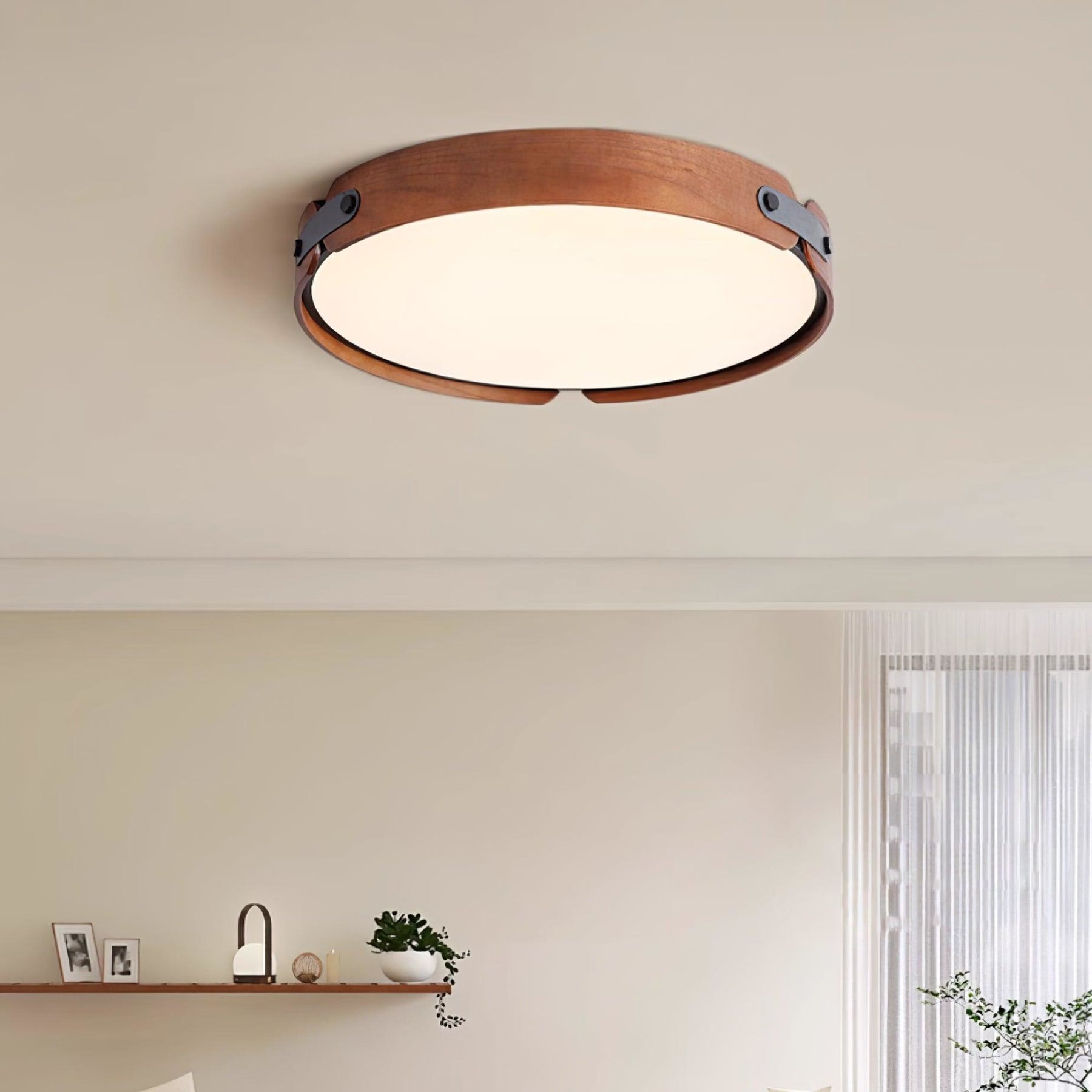 Scandinavian Wood Flush Mount Ceiling Light With Slim Low-Profile Design — Ashbury Home & Living