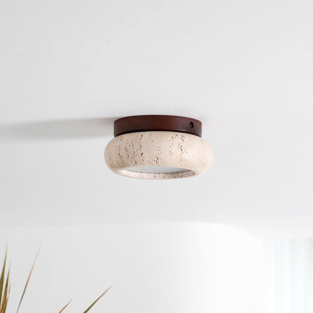 Minimalist Travertine Flush Mount Ceiling Light — Ashbury Home & Living