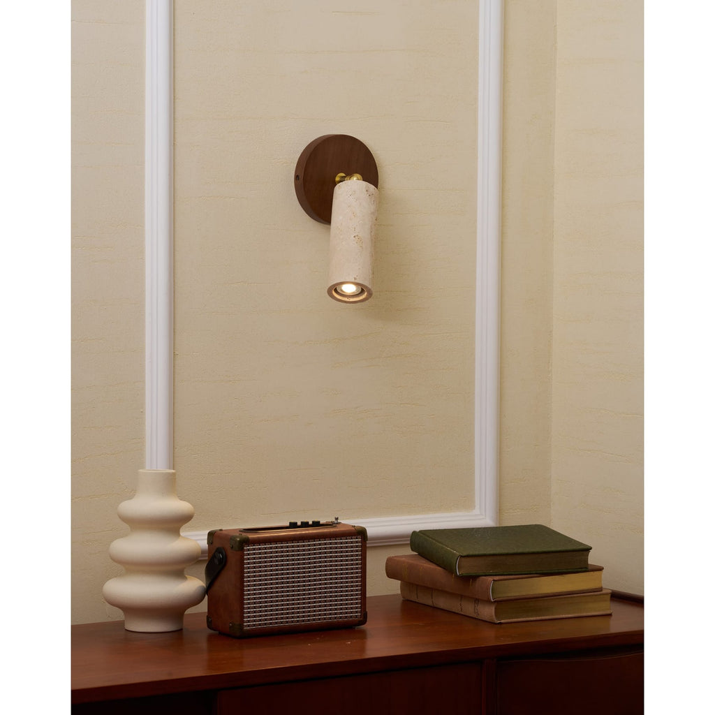 Modern Travertine Wall Light With Warm LED Glow — Ashbury Home & Living