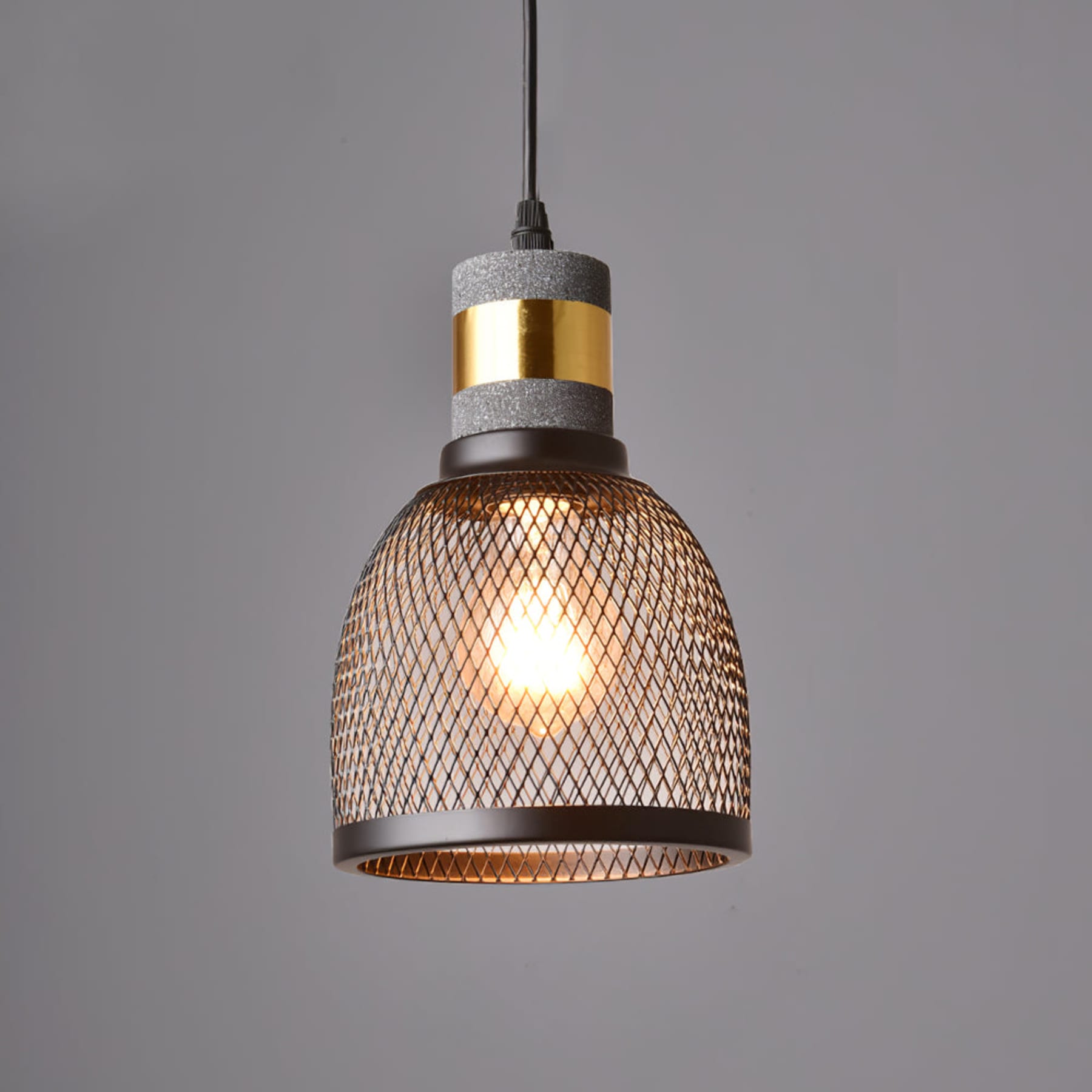 Industrial Concrete Pendant Light With Warm LED Glow in Model D ∅ 5.9″ x H 9.8″ / Dia 15cm x H 25cm — Ashbury Home & Living