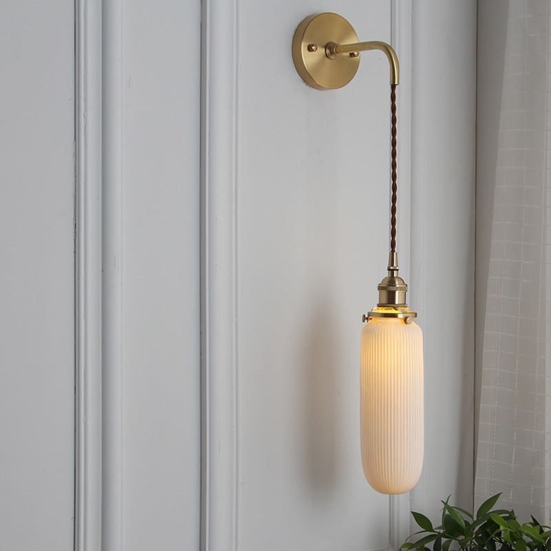 Vintage Brass Wall Light With Ceramic Detailing — Ashbury Home & Living