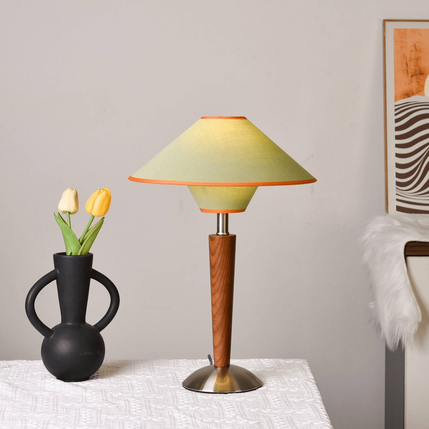 Modern Wood Table Lamp With Fabric Shade for Living Room — Ashbury Home & Living
