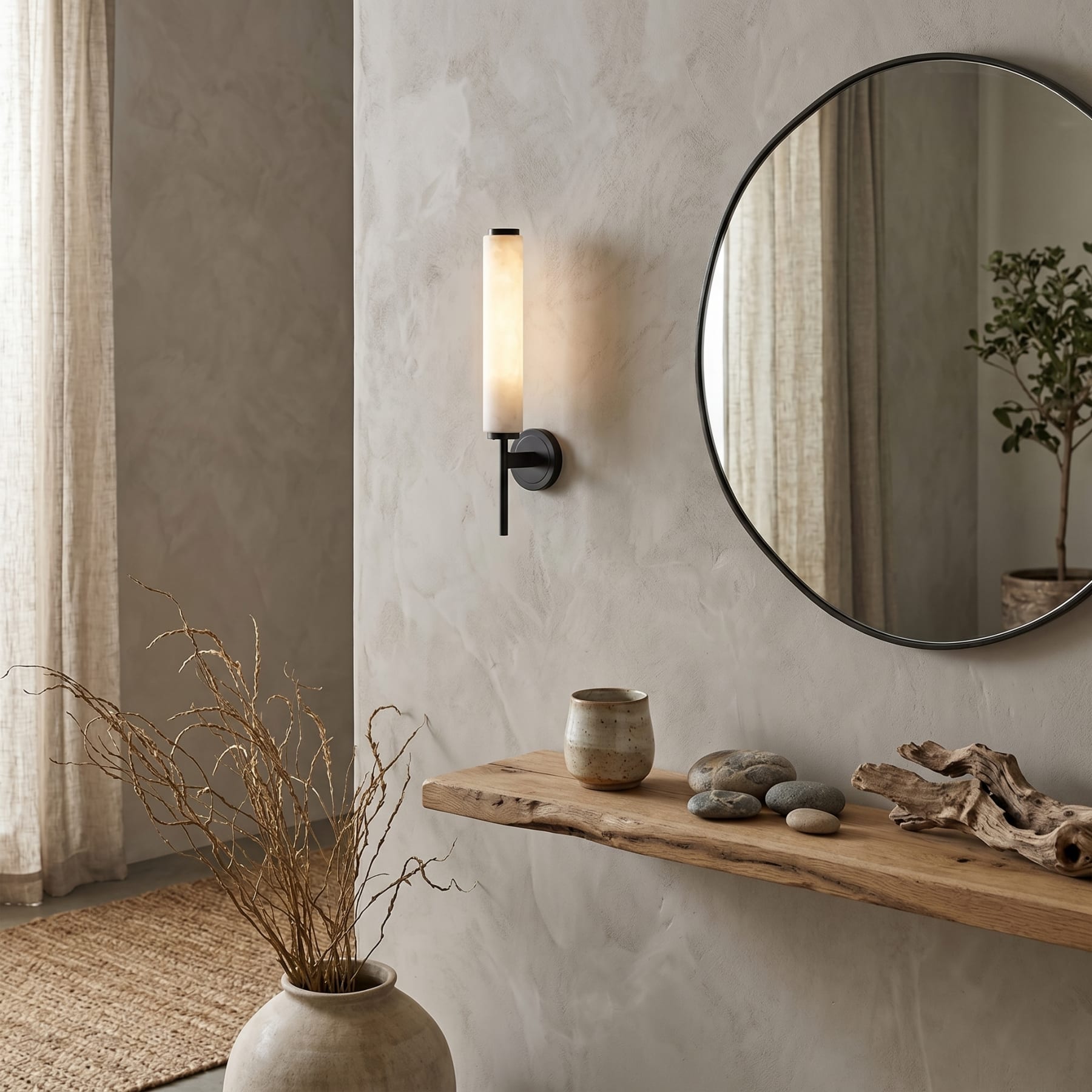Modern Metal and Faux Alabaster Wall Light for Living Room — Ashbury Home & Living