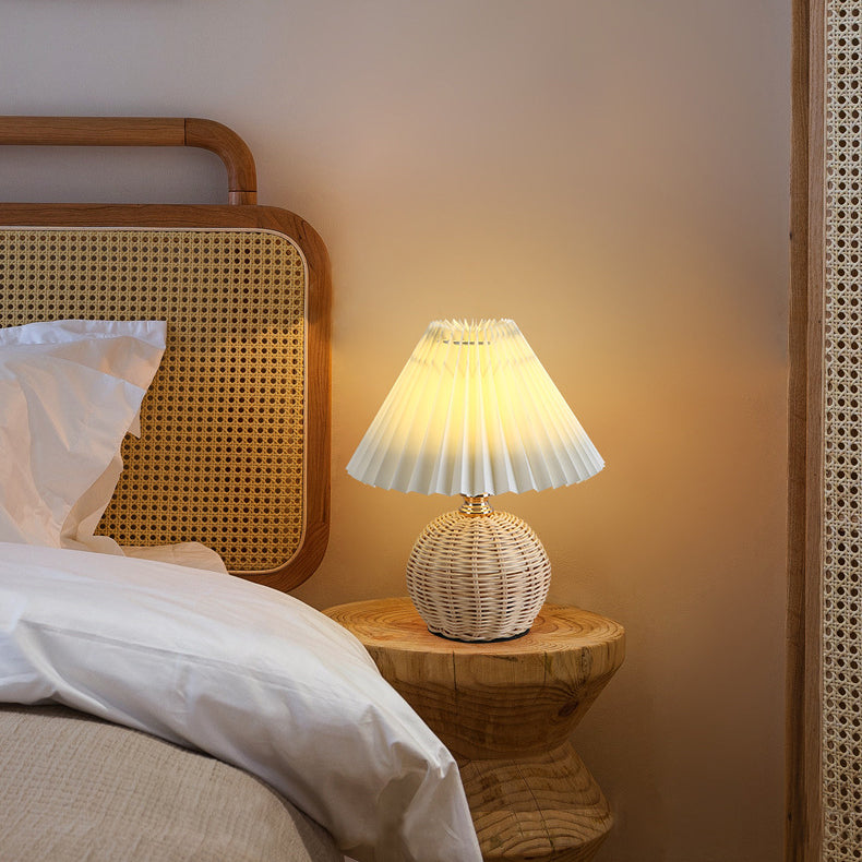 Bohemian Rattan Table Lamp With Tri-Colour Warm Light — Ashbury Home & Living