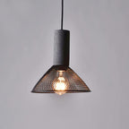 Industrial Concrete Pendant Light With Warm LED Glow in Model E ∅ 8.3″ x H 8.7″ / Dia 21cm x H 22cm — Ashbury Home & Living
