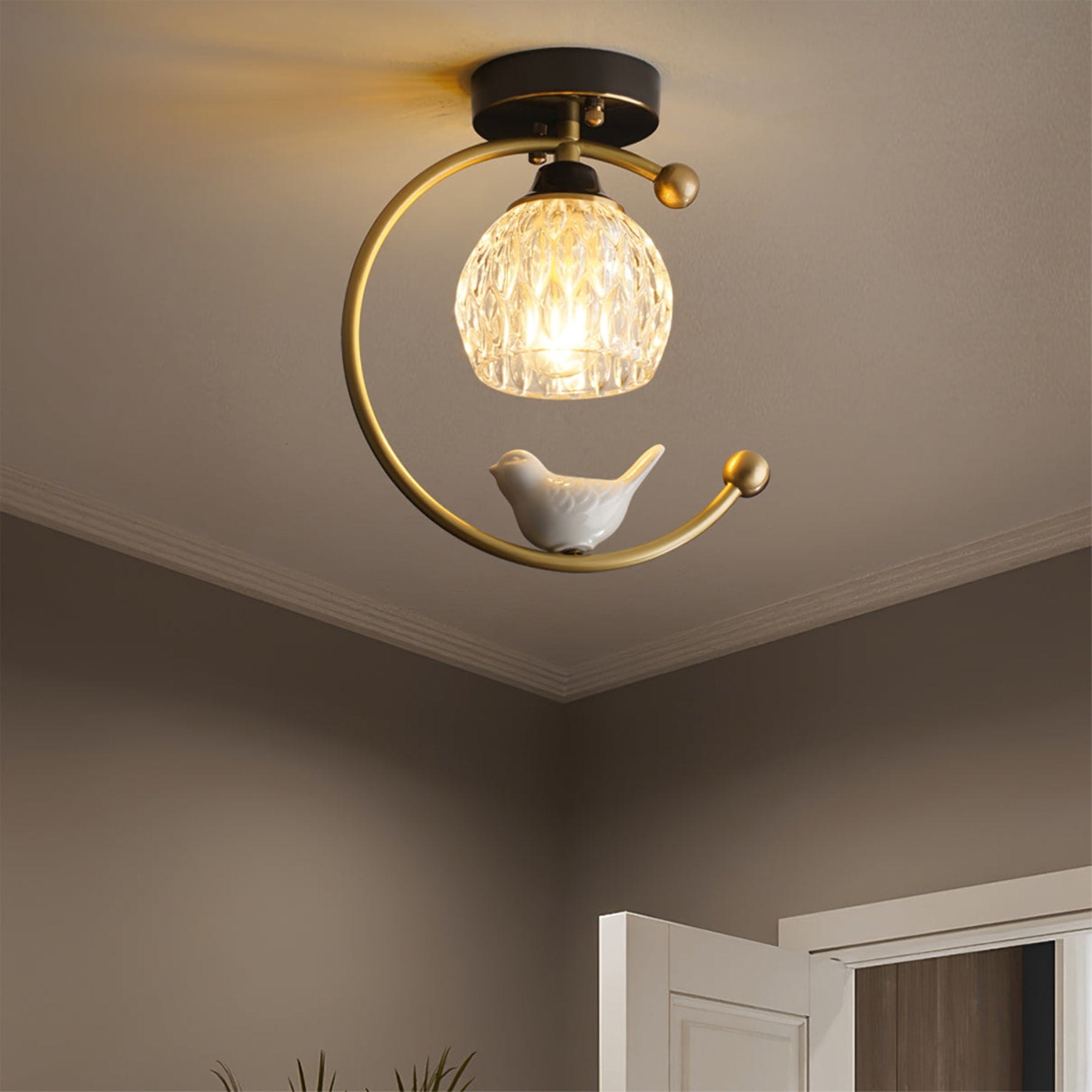 Contemporary Solid Brass Flush Mount Ceiling Light — Ashbury Home & Living