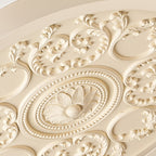 Carved LED Ceiling Light Round Ornate Flush Mount Ceiling Lamp Dimmable with Remote Control for Bedroom and Living Room