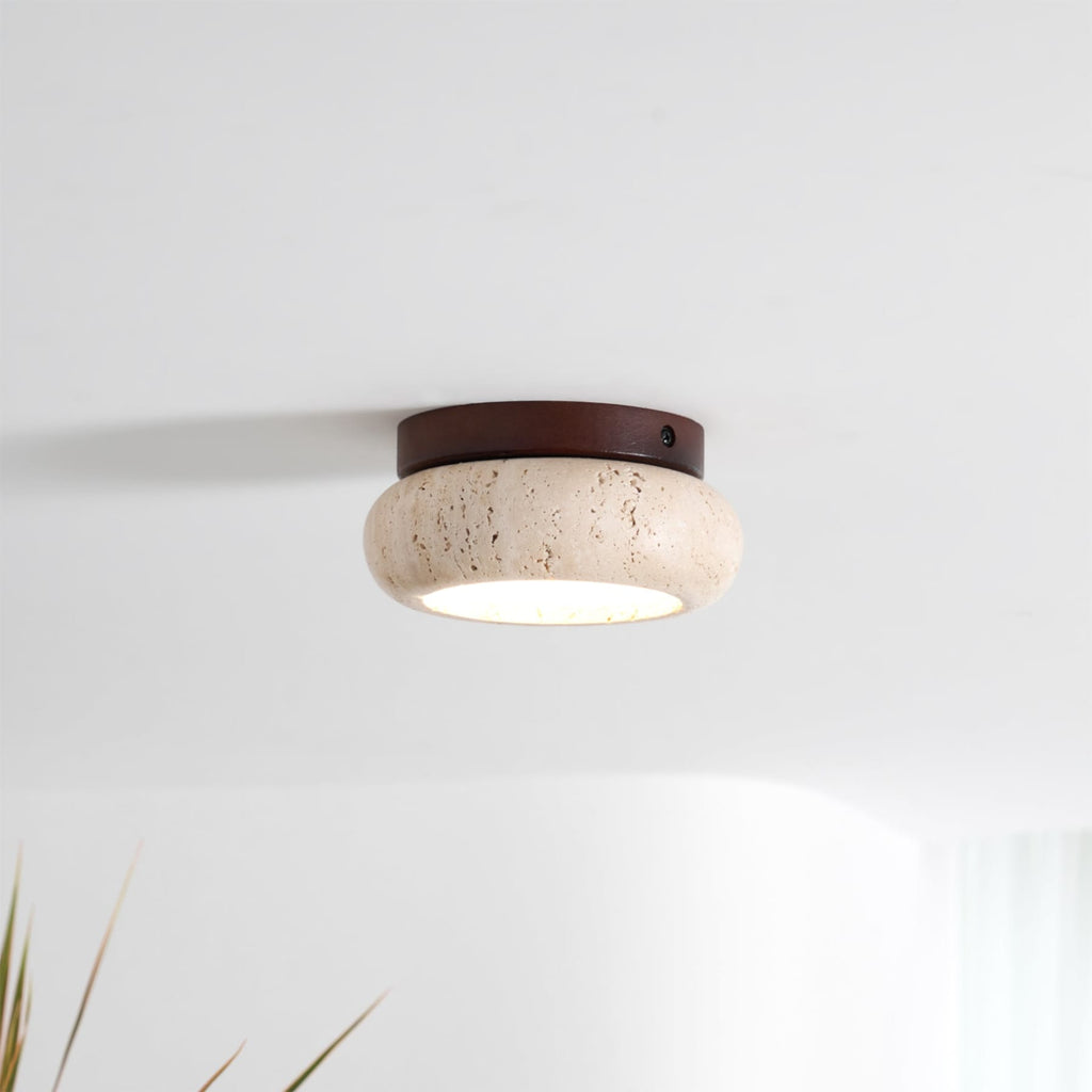 Minimalist Travertine Flush Mount Ceiling Light — Ashbury Home & Living