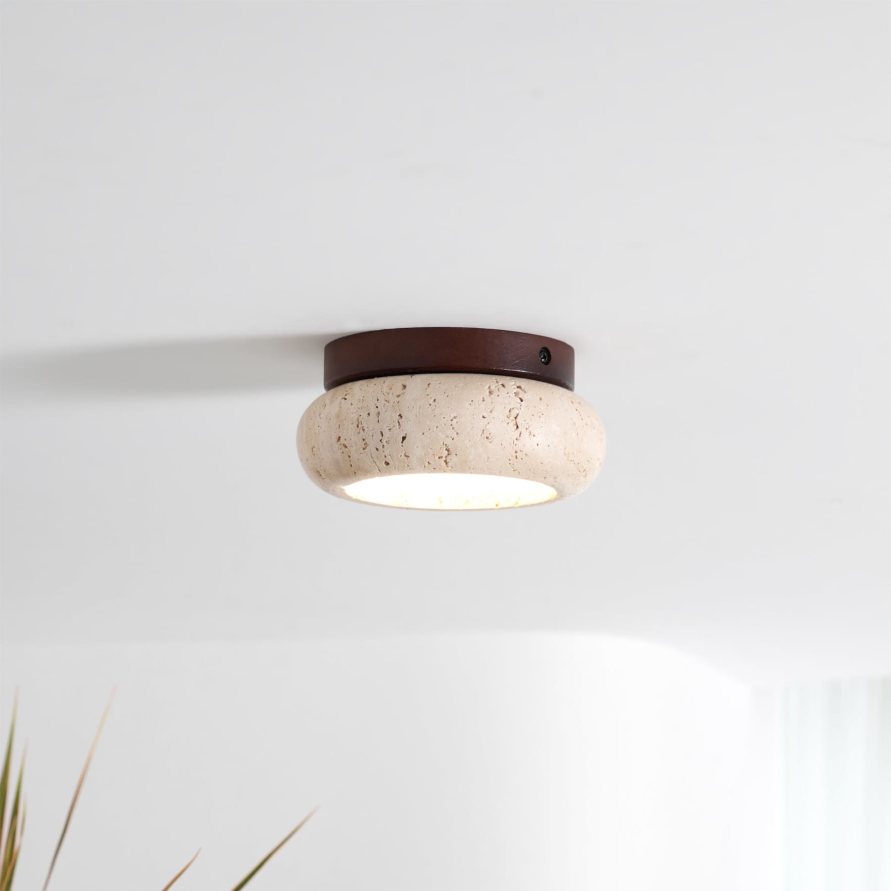 Minimalist Travertine Flush Mount Ceiling Light — Ashbury Home & Living