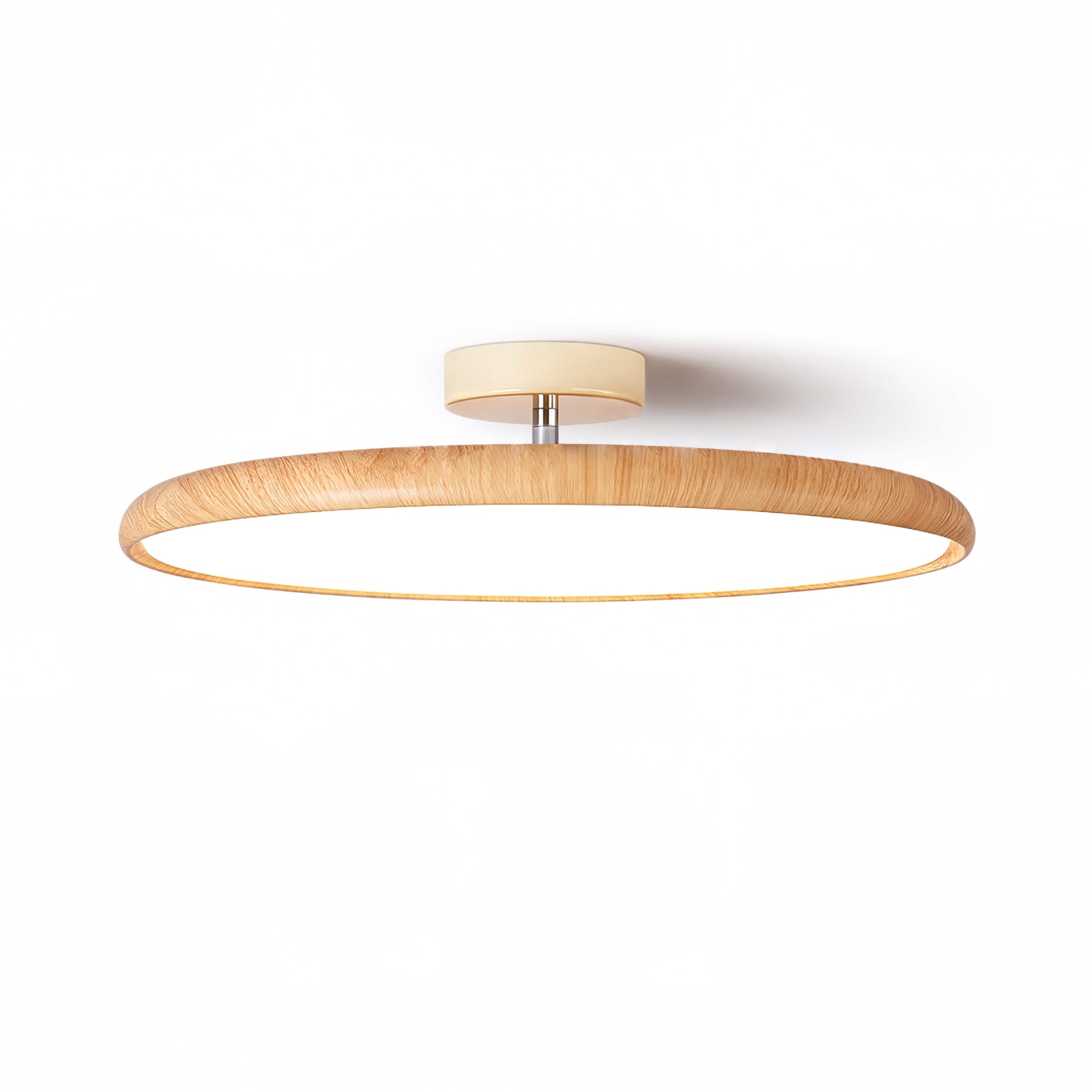 Scandinavian Wood-Effect Flush Mount Ceiling Light With Tri-Colour Glow — Ashbury Home & Living