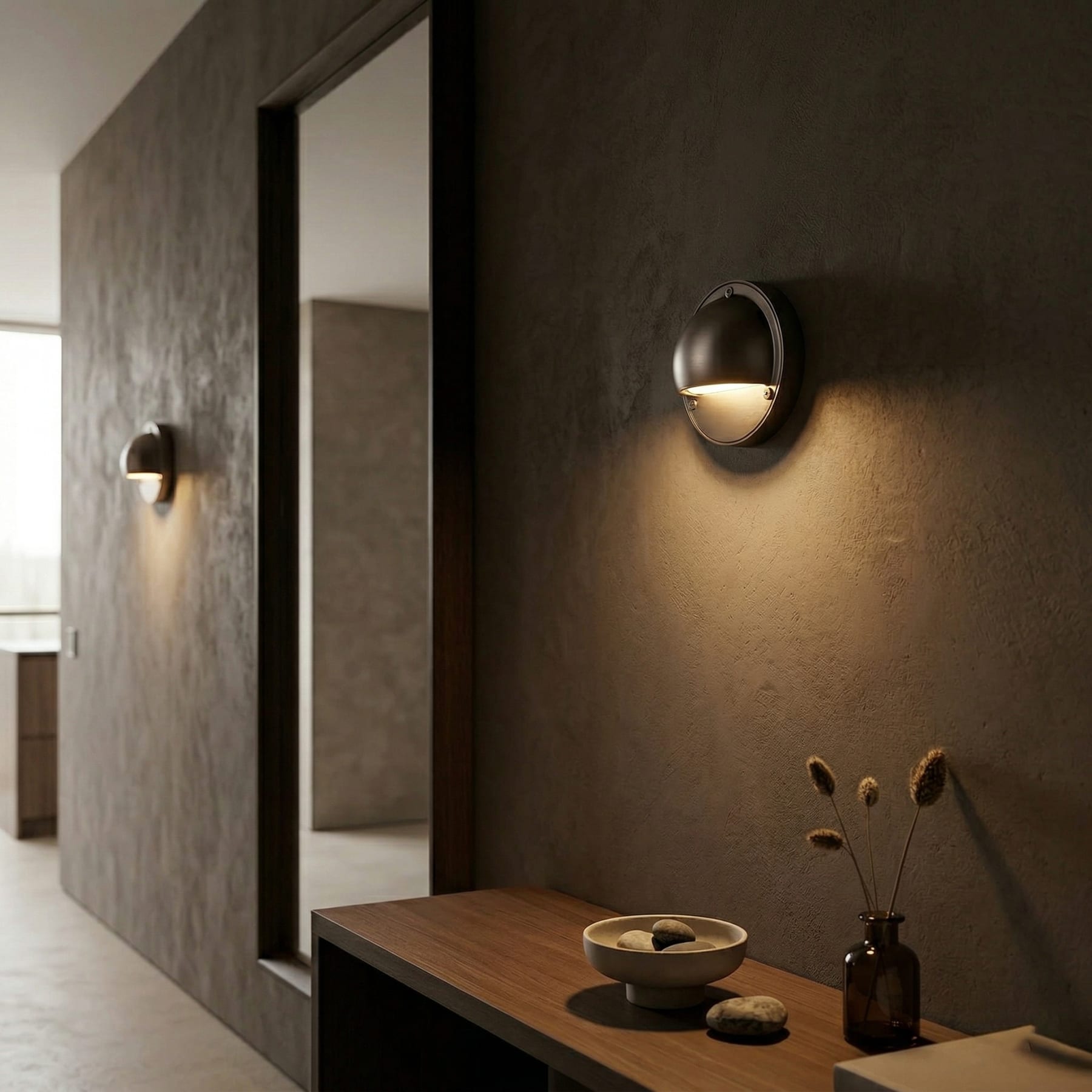Contemporary Copper Wall Light With Dimmable Tri-Colour Glow — Ashbury Home & Living