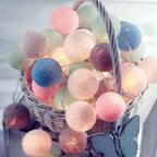 Cotton Ball String Lights LED Fairy Lights with Woven Cotton Balls Battery or USB Powered Garland Lights for Bedroom | Living Room | Nursery and Party