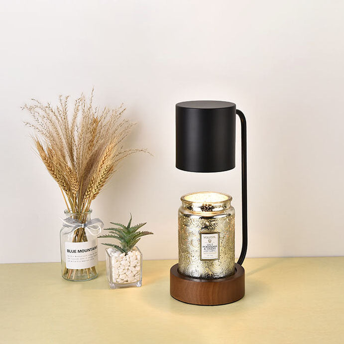 Candle Warmer Lamp Dimmable Wooden Base Electric Wax Melt Lamp with Optional Timer Japanese Minimalist Table Lamp for Bedroom