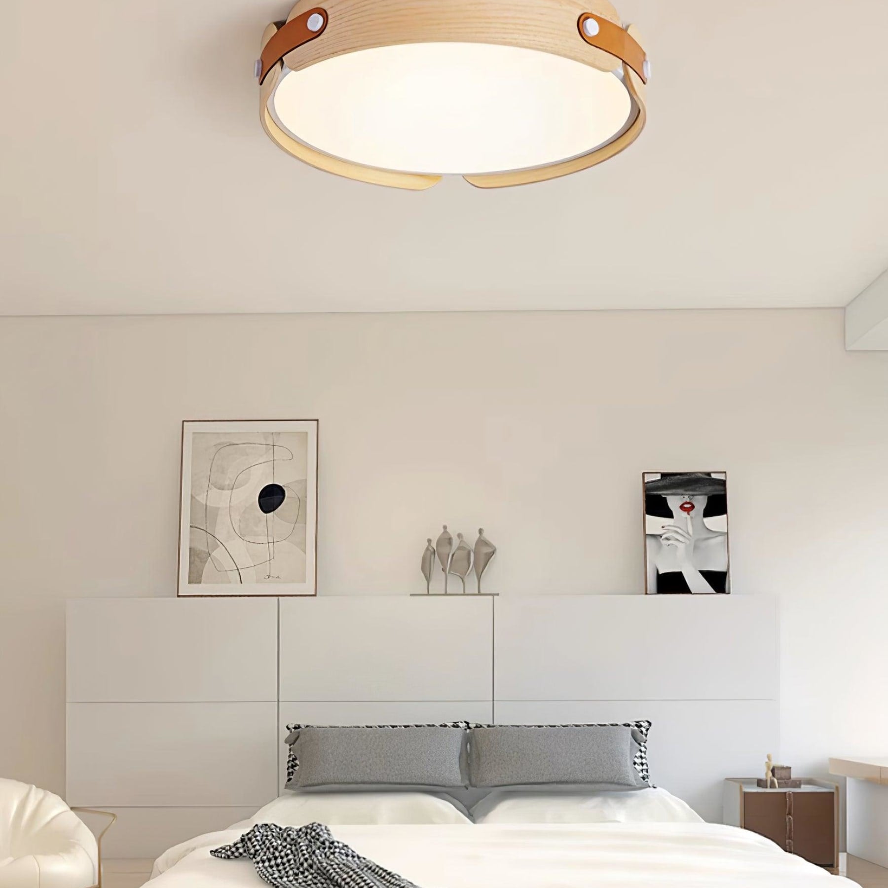 Scandinavian Wood Flush Mount Ceiling Light With Slim Low-Profile Design — Ashbury Home & Living