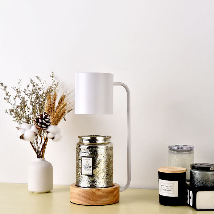 Candle Warmer Lamp Dimmable Wooden Base Electric Wax Melt Lamp with Optional Timer Japanese Minimalist Table Lamp for Bedroom