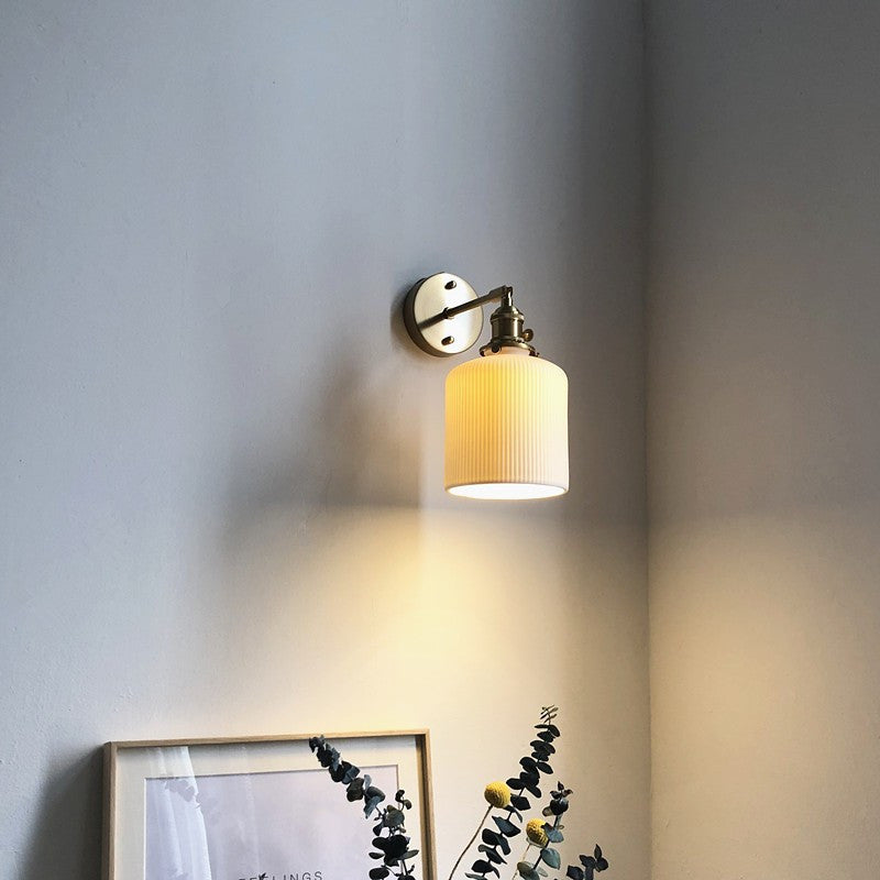 Vintage Brass Wall Light With Ceramic Detailing — Ashbury Home & Living