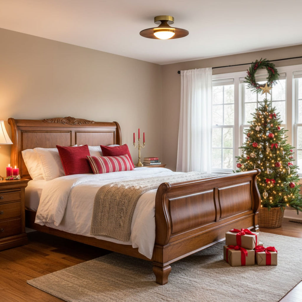 Modern Wood-Effect Round Flush Mount Ceiling Light With Integrated LED — Ashbury Home & Living