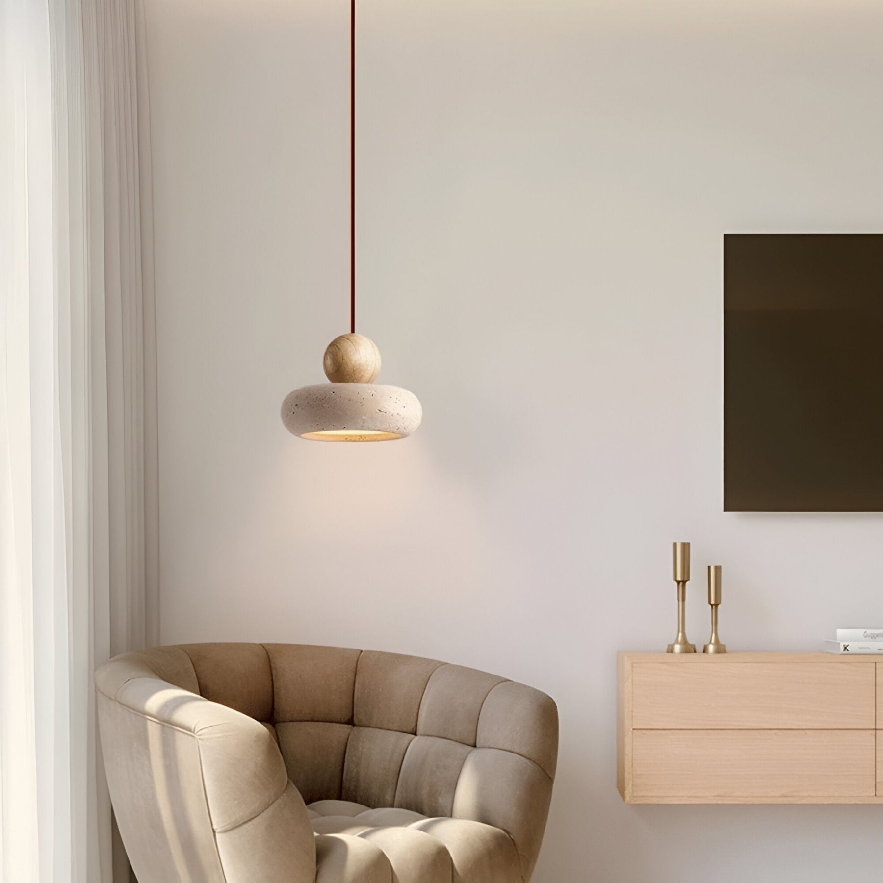 Modern Wood And Concrete Pendant Light With Warm LED Glow — Ashbury Home & Living