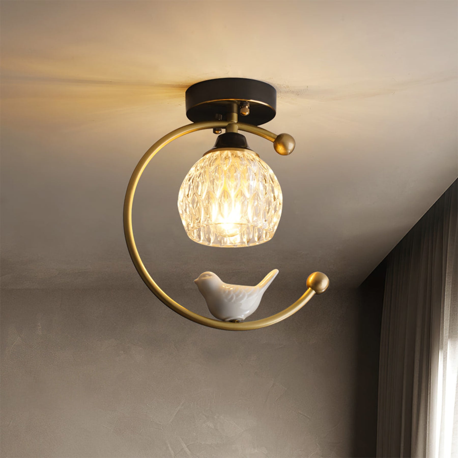 Contemporary Solid Brass Flush Mount Ceiling Light — Ashbury Home & Living
