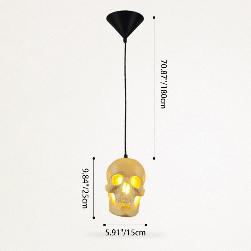 Skull Pendant Light Resin Skull Ceiling Lamp with Iron Fittings Hanging Light Gothic Halloween Pendant Lamp for Living Room | Dining Room and Bar