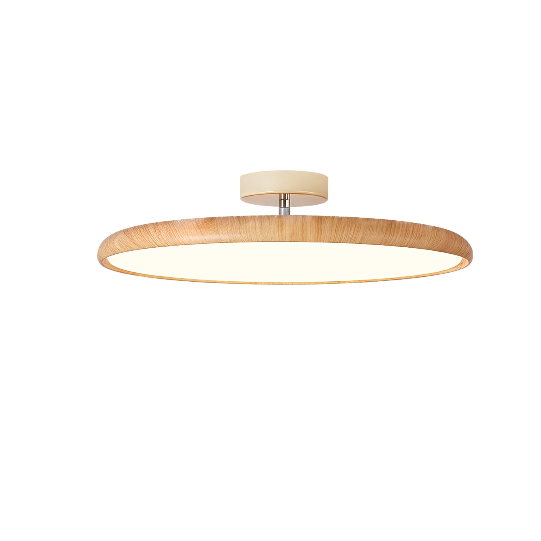 Scandinavian Wood-Effect Flush Mount Ceiling Light With Tri-Colour Glow in Wood Grain — Ashbury Home & Living
