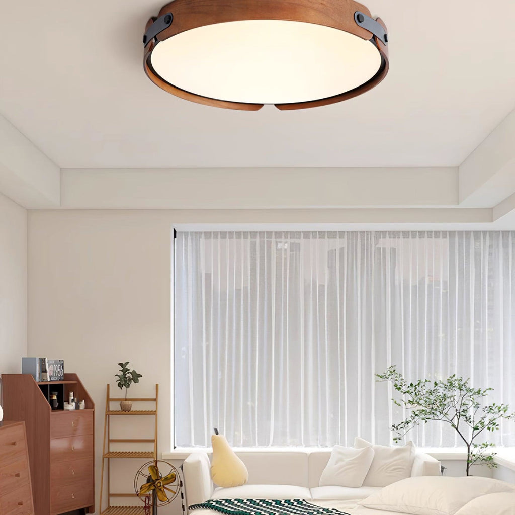 Scandinavian Wood Flush Mount Ceiling Light With Slim Low-Profile Design — Ashbury Home & Living