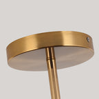 Wood Effect LED Ceiling Light Round Semi Flush Ceiling Lamp Japandi Wood Grain Finish with Brass Tone Fitting for Bedroom and Hallway