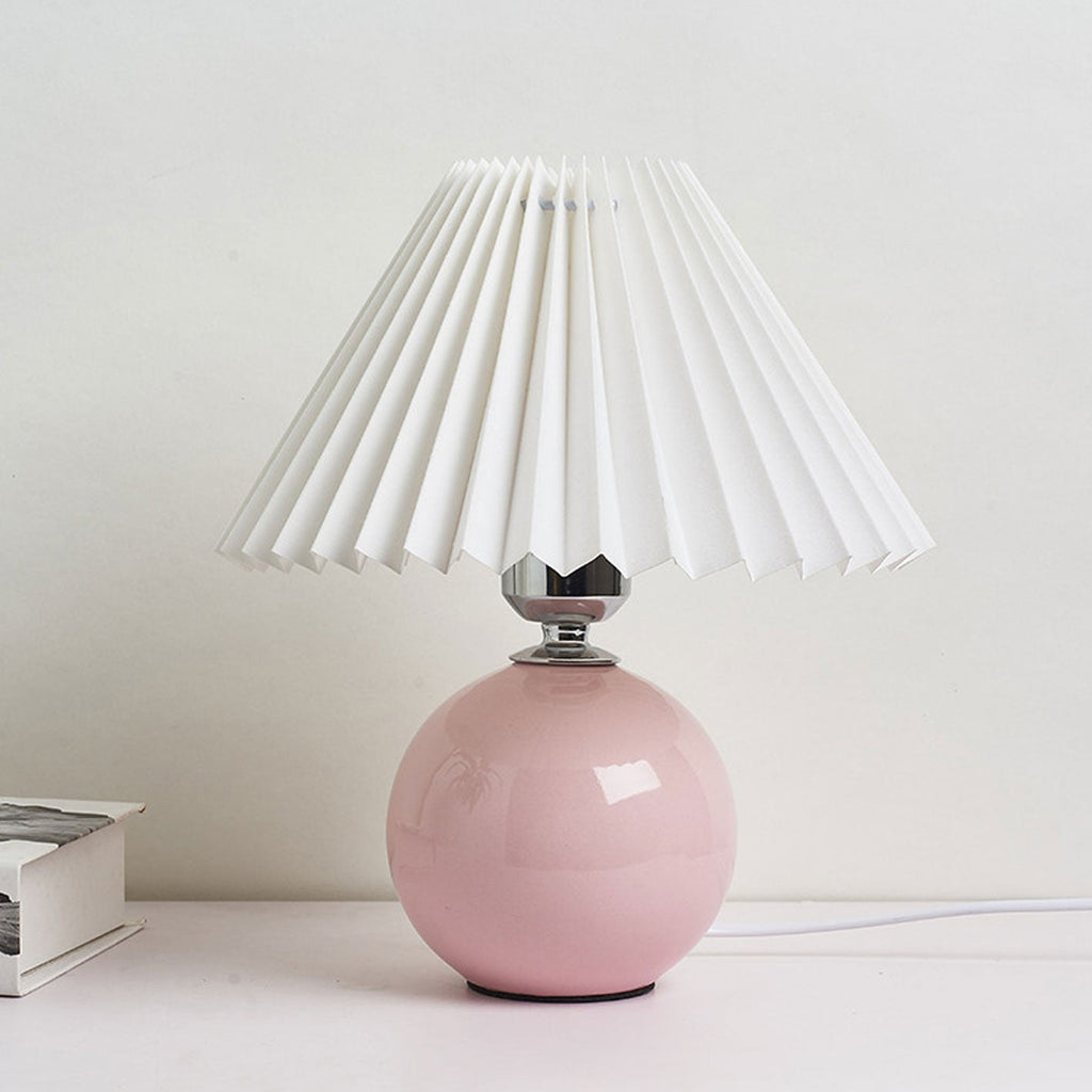 Nordic Ceramic Table Lamp With Pleated Fabric Shade