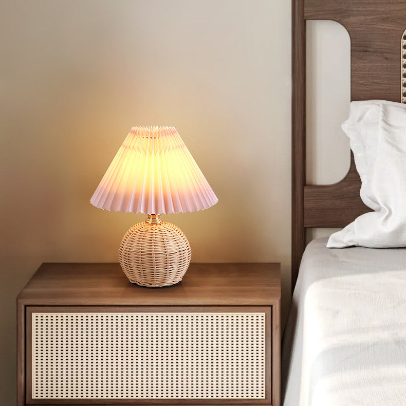 Bohemian Rattan Table Lamp With Tri-Colour Warm Light — Ashbury Home & Living