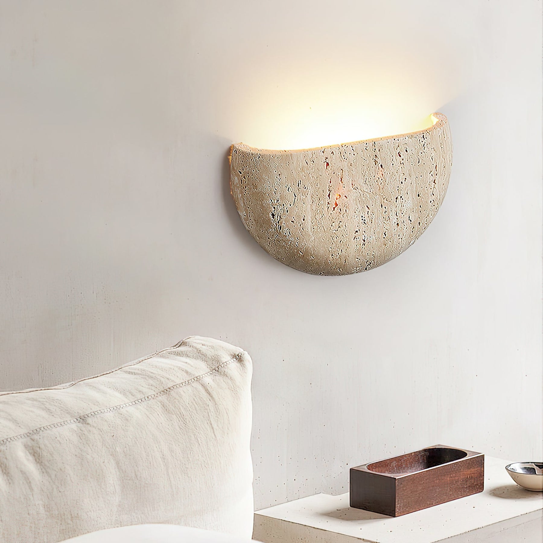 Modern Travertine Stone Wall Light for Living Room — Ashbury Home & Living