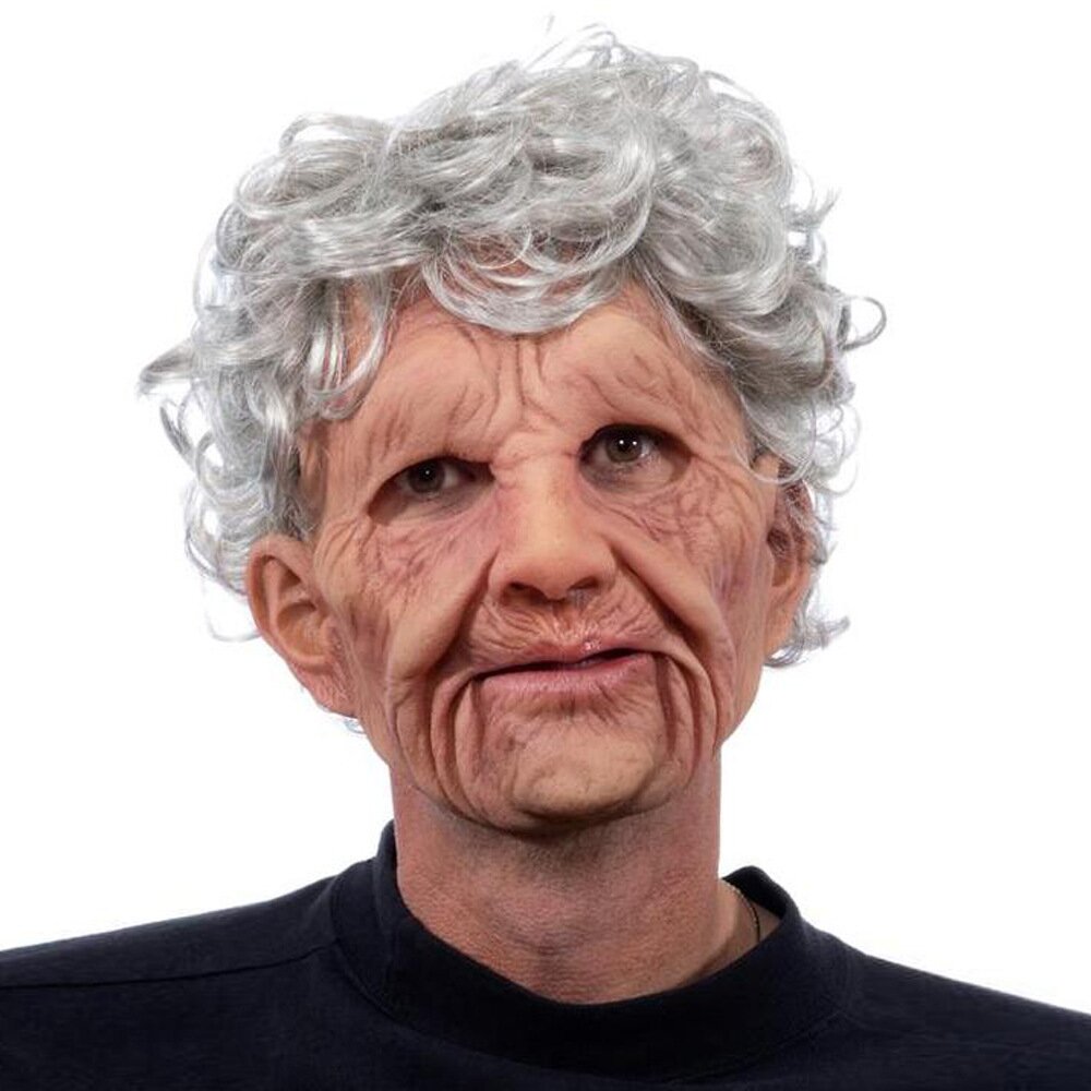 Realistic Old Man Mask Latex Halloween Mask for Adults Full Head Creepy Face Mask with Movable Mouth for Fancy Dress | Cosplay and Parties