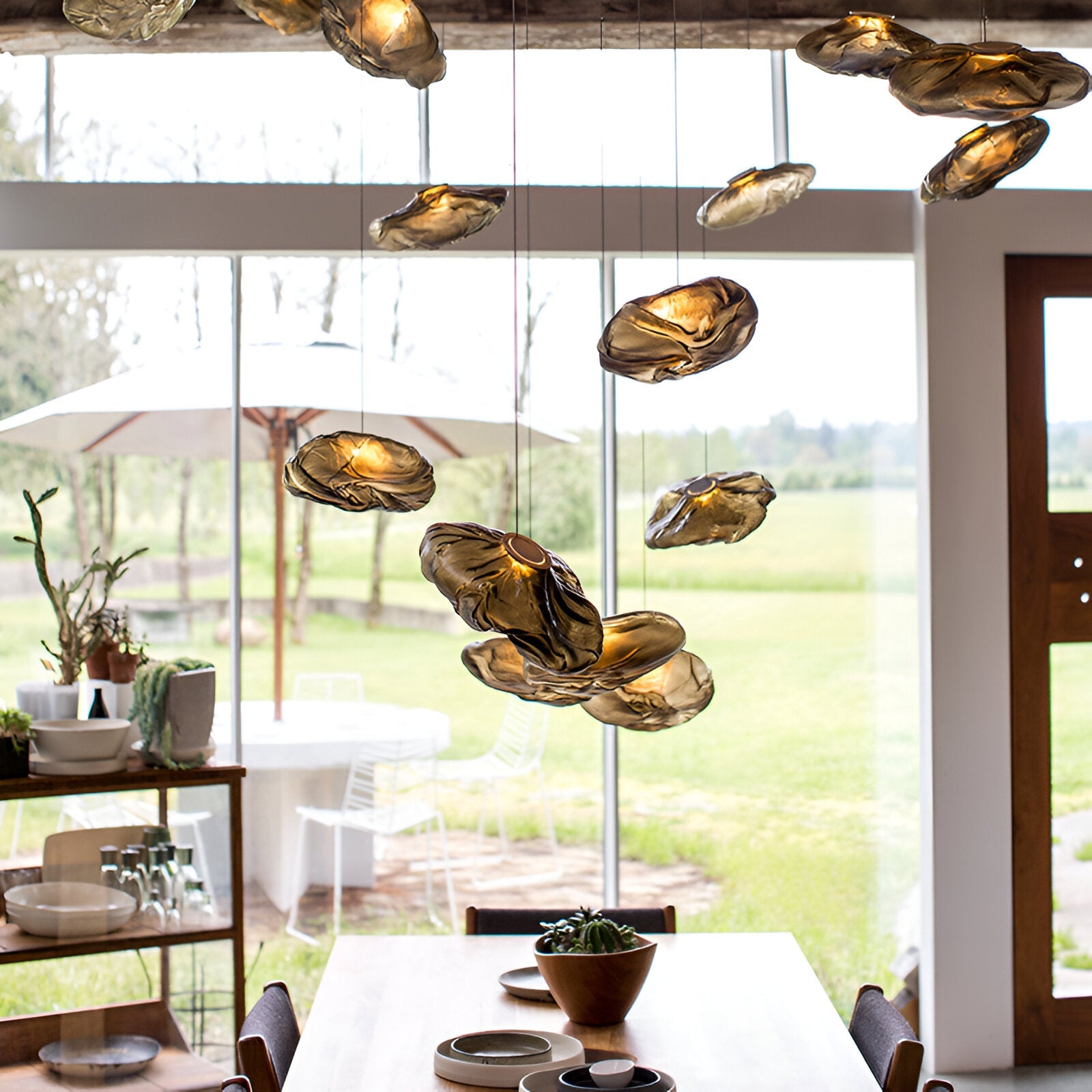 Minimalist Cloud Glass Pendant Light LED Light With Adjustable Cable