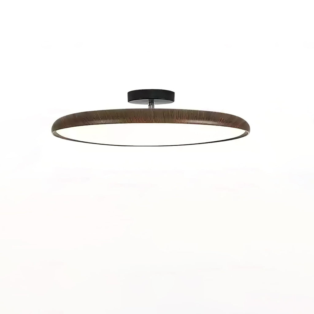 Scandinavian Wood-Effect Flush Mount Ceiling Light With Tri-Colour Glow — Ashbury Home & Living
