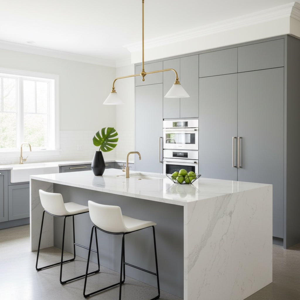 Modern Brass Pendant Light With Ceramic Shades for Dining Room — Ashbury Home & Living