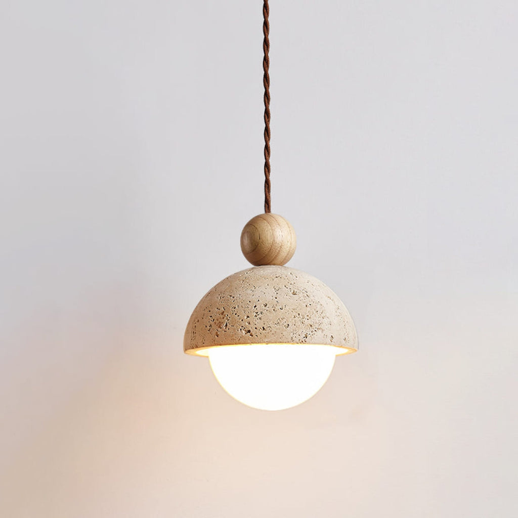 Contemporary Travertine Stone Pendant Light With Dimmable Glow in 1-Head: ∅ 5.9″ x H17 cm (H6.7") — Ashbury Home & Living