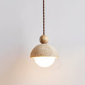 Contemporary Travertine Stone Pendant Light With Dimmable Glow in 1-Head: ∅ 5.9″ x H17 cm (H6.7") — Ashbury Home & Living