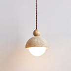 Contemporary Travertine Stone Pendant Light With Dimmable Glow in 1-Head: ∅ 5.9″ x H17 cm (H6.7") — Ashbury Home & Living