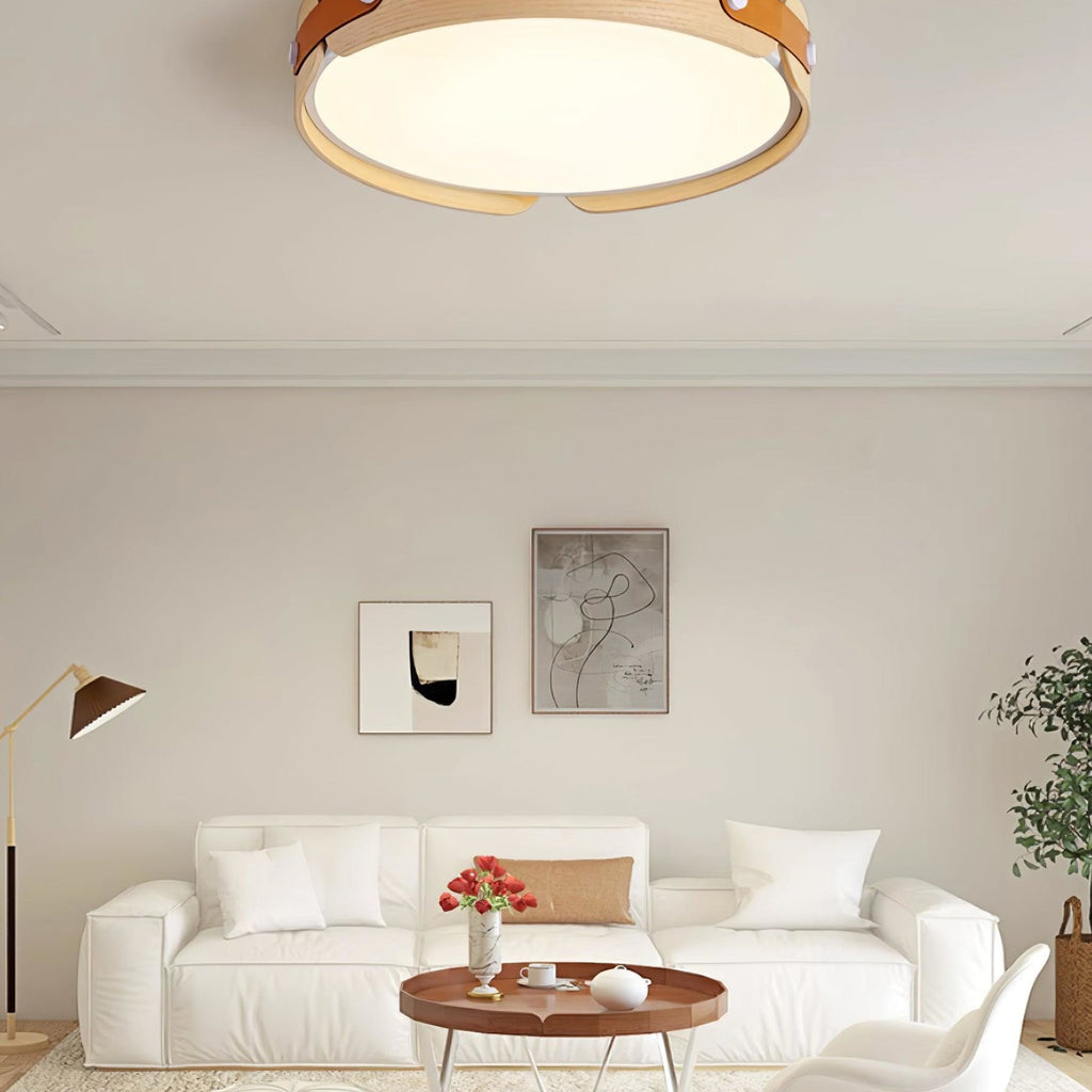 Scandinavian Wood Flush Mount Ceiling Light With Slim Low-Profile Design — Ashbury Home & Living