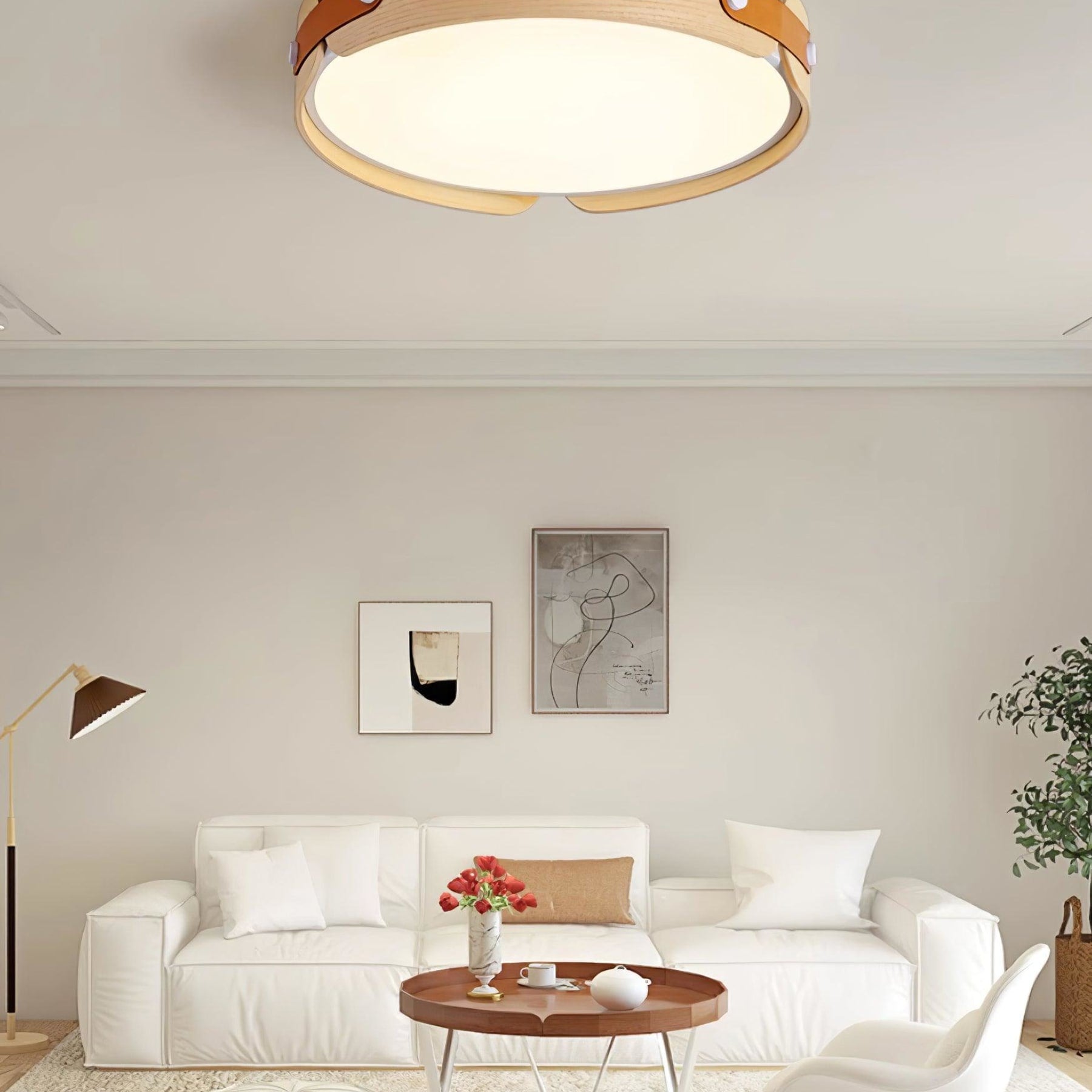 Scandinavian Wood Flush Mount Ceiling Light With Slim Low-Profile Design — Ashbury Home & Living